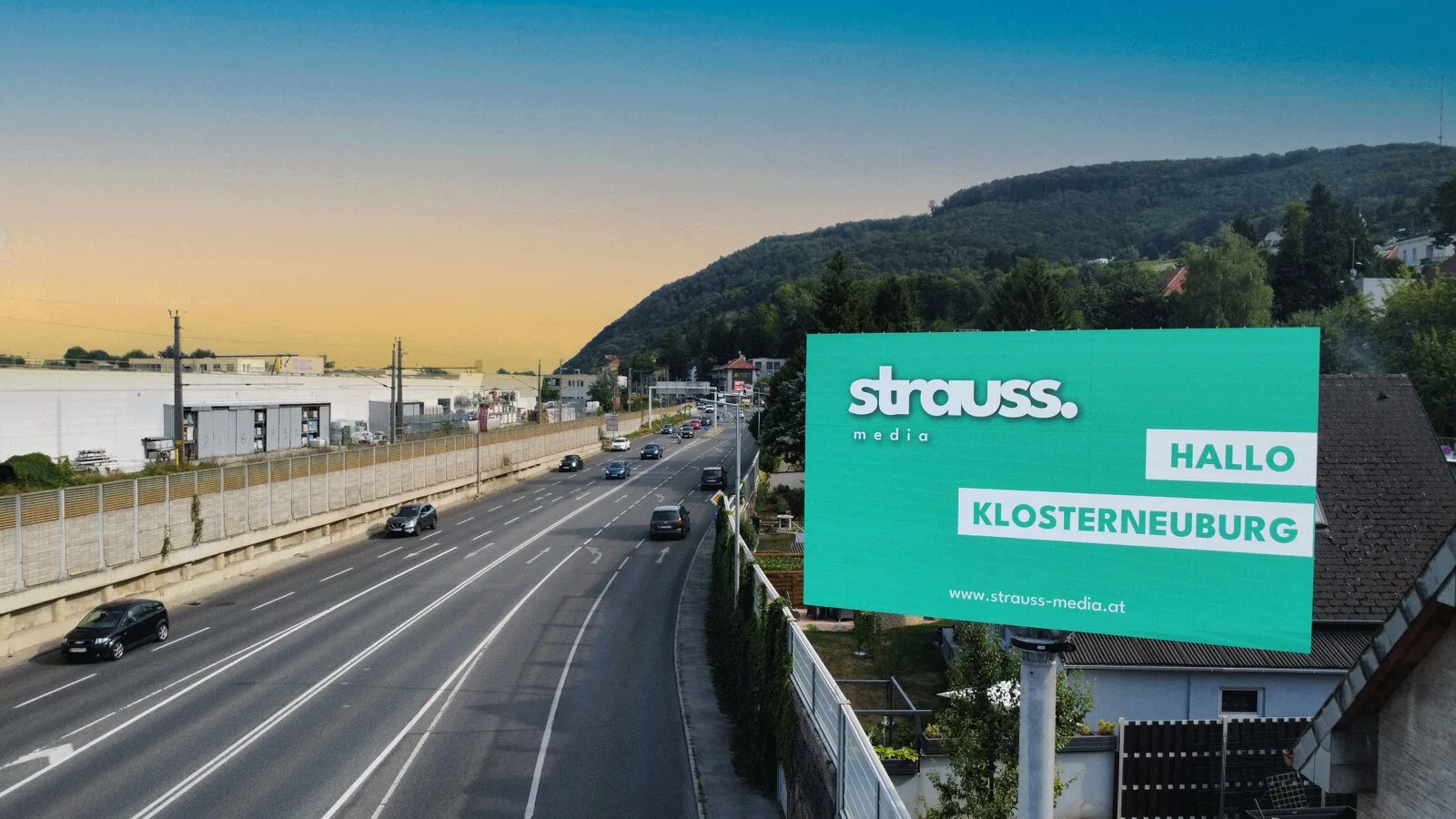 Outdoor-LED-Werbewall Strauss Media in Klosterneuburg, geplant von EPV-Solutions